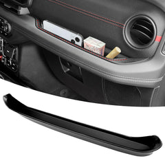 OUSUWO grab bar tray organizer for Jeep Wrangler JL fits snugly and keeps essentials organized on road trips.