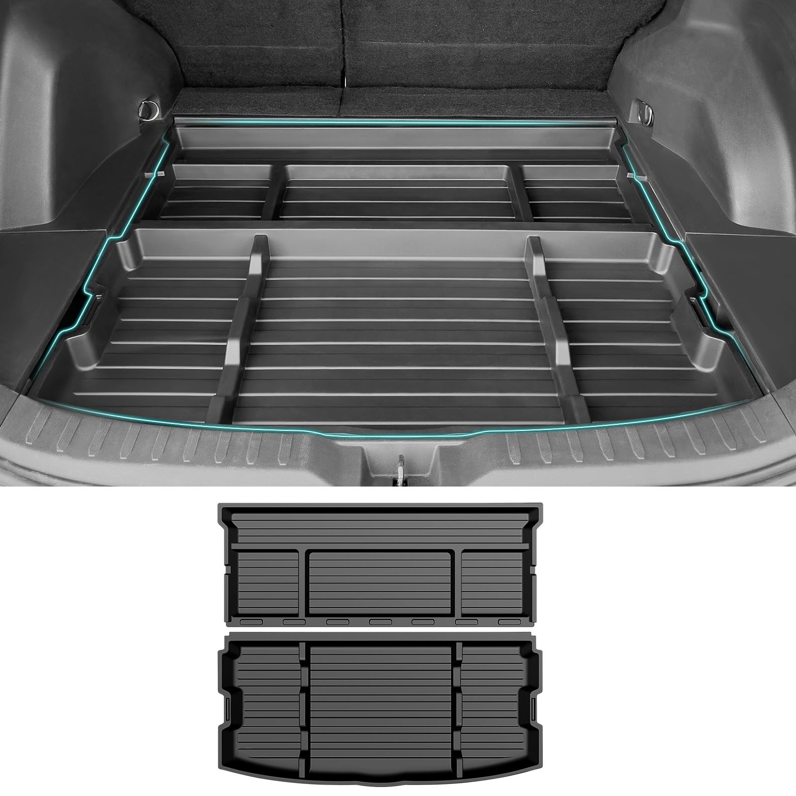 OUSUWO hidden trunk organizer tray installed in Rav4 to reduce clutter.