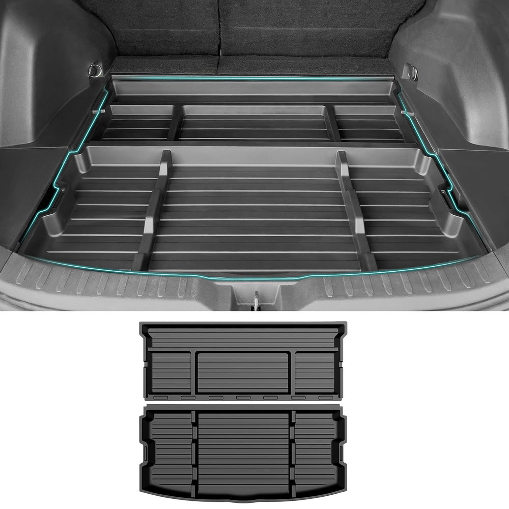 OUSUWO hidden trunk organizer tray installed in Rav4 to reduce clutter.