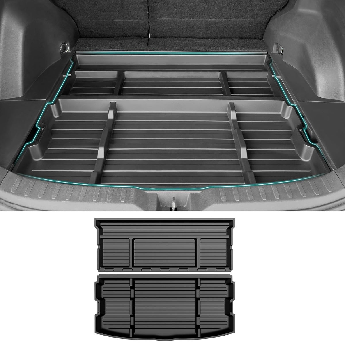 OUSUWO hidden trunk organizer tray installed in Rav4 to reduce clutter.