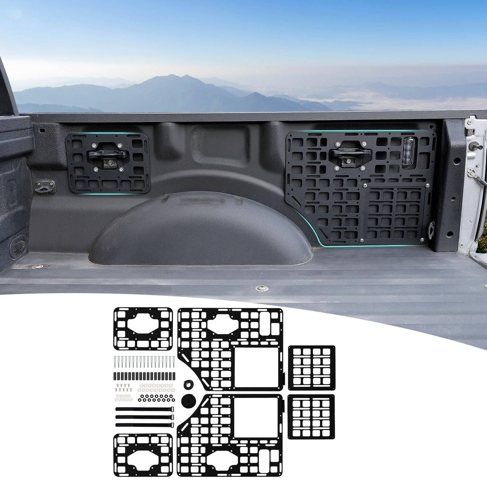 OUSUWO side truck bed molle panel rack fits Ford F-150 2015–2025 for organized gear