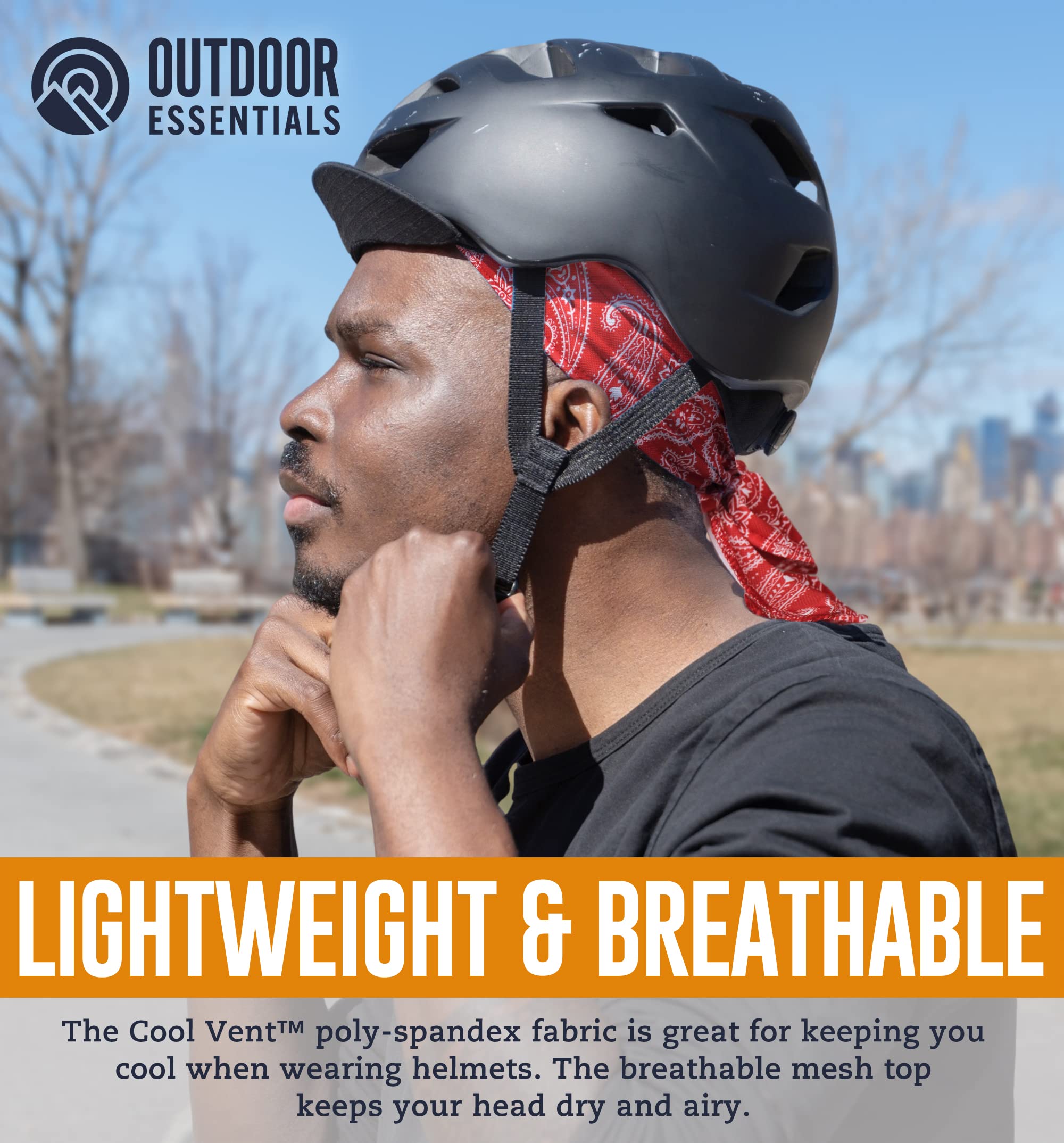 OutdoorEssentials lightweight, breathable wrap worn for cool comfort during activity.
