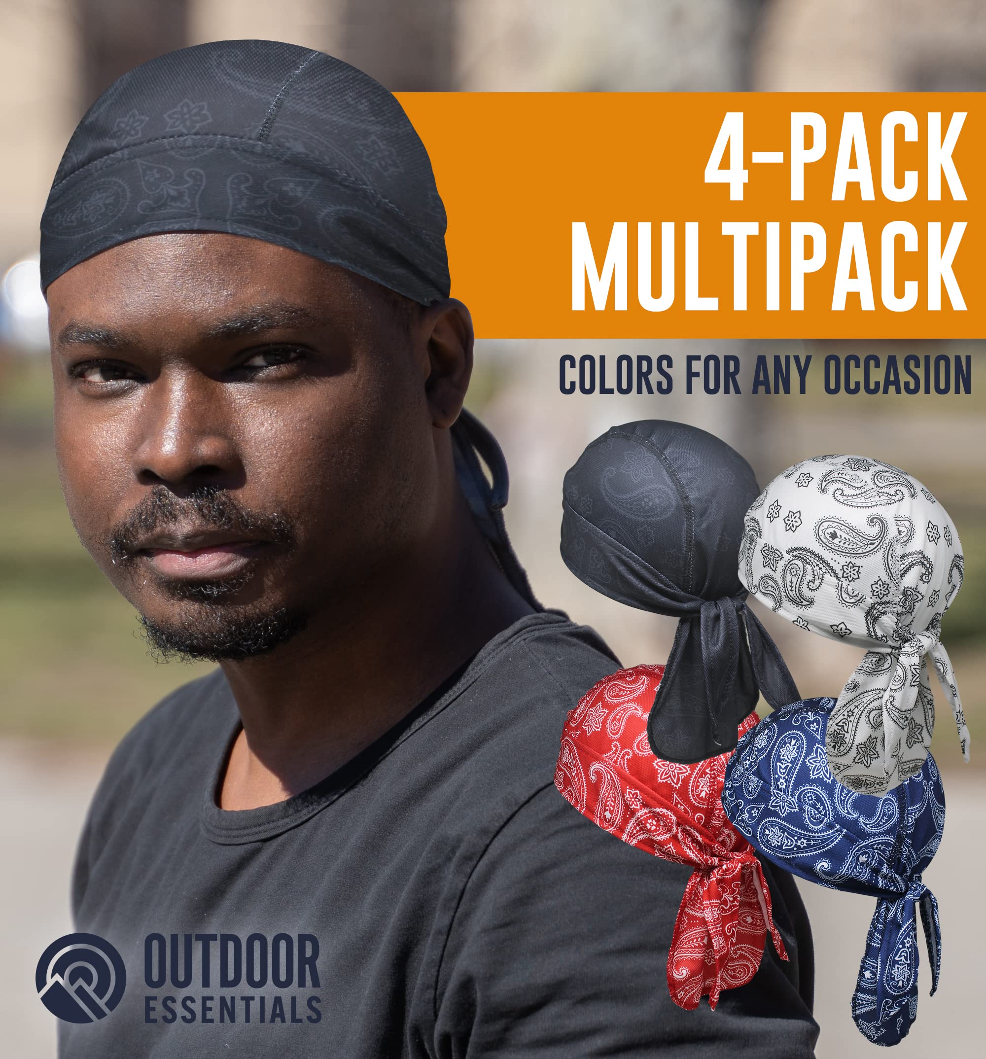 OutdoorEssentials one-size-fit-most stretchy bandana ensuring snug, secure wear.