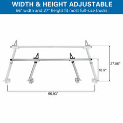 OUTPRIZE aluminum truck rack with heavy-duty clamps secures gear.