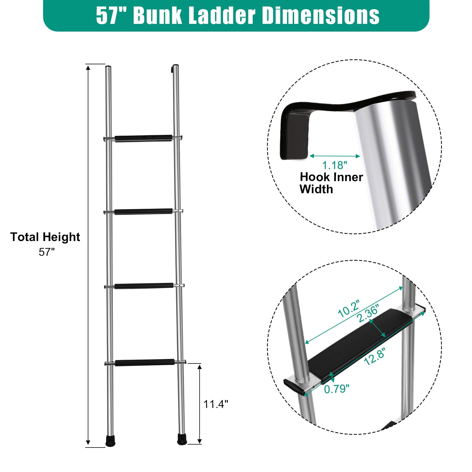 OUTPRIZE bunk ladder top hook installation for quick mounting.