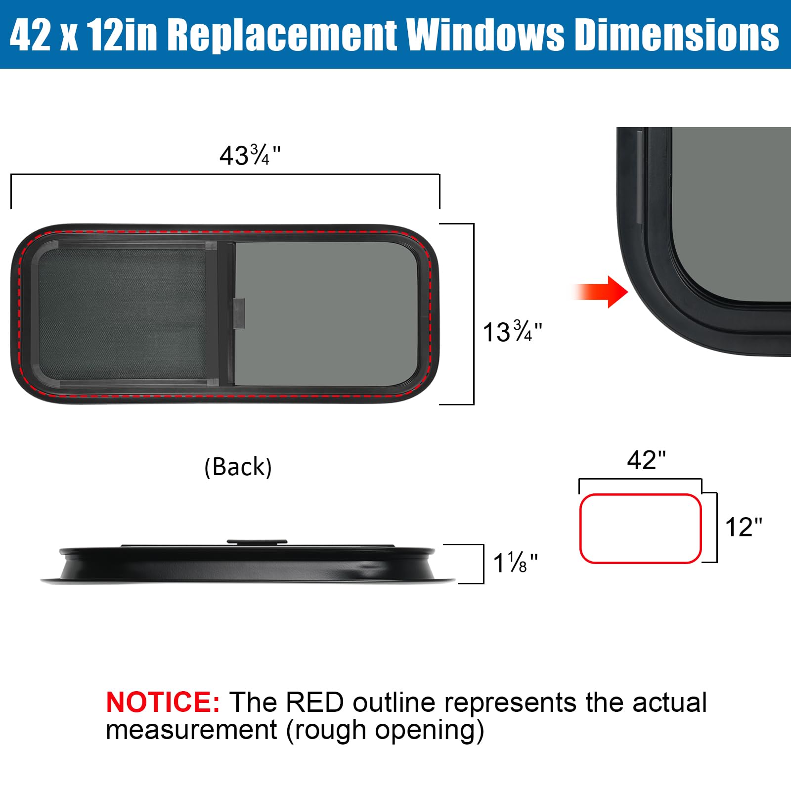OUTPRIZE horizontal RV window with net screen allows airflow while keeping bugs out.