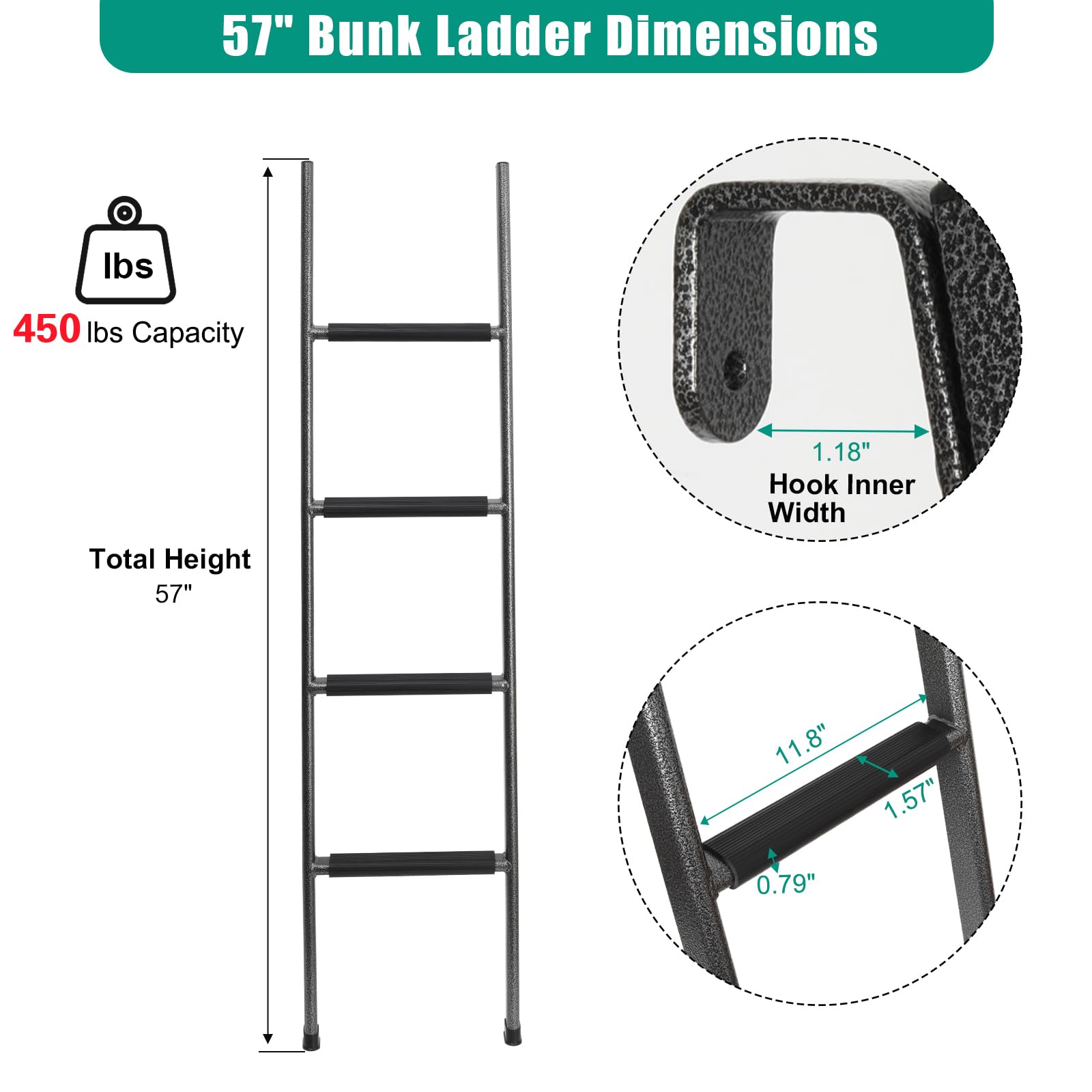 OUTPRIZE steel construction RV bunk ladder emphasizes durability for frequent travel.
