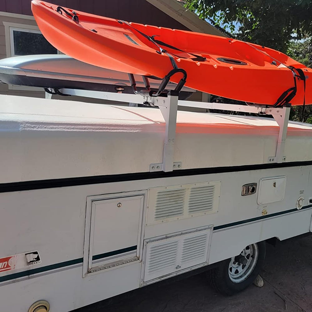 OUTPRIZE trailer ladder rack on an enclosed trailer enables efficient transport.
