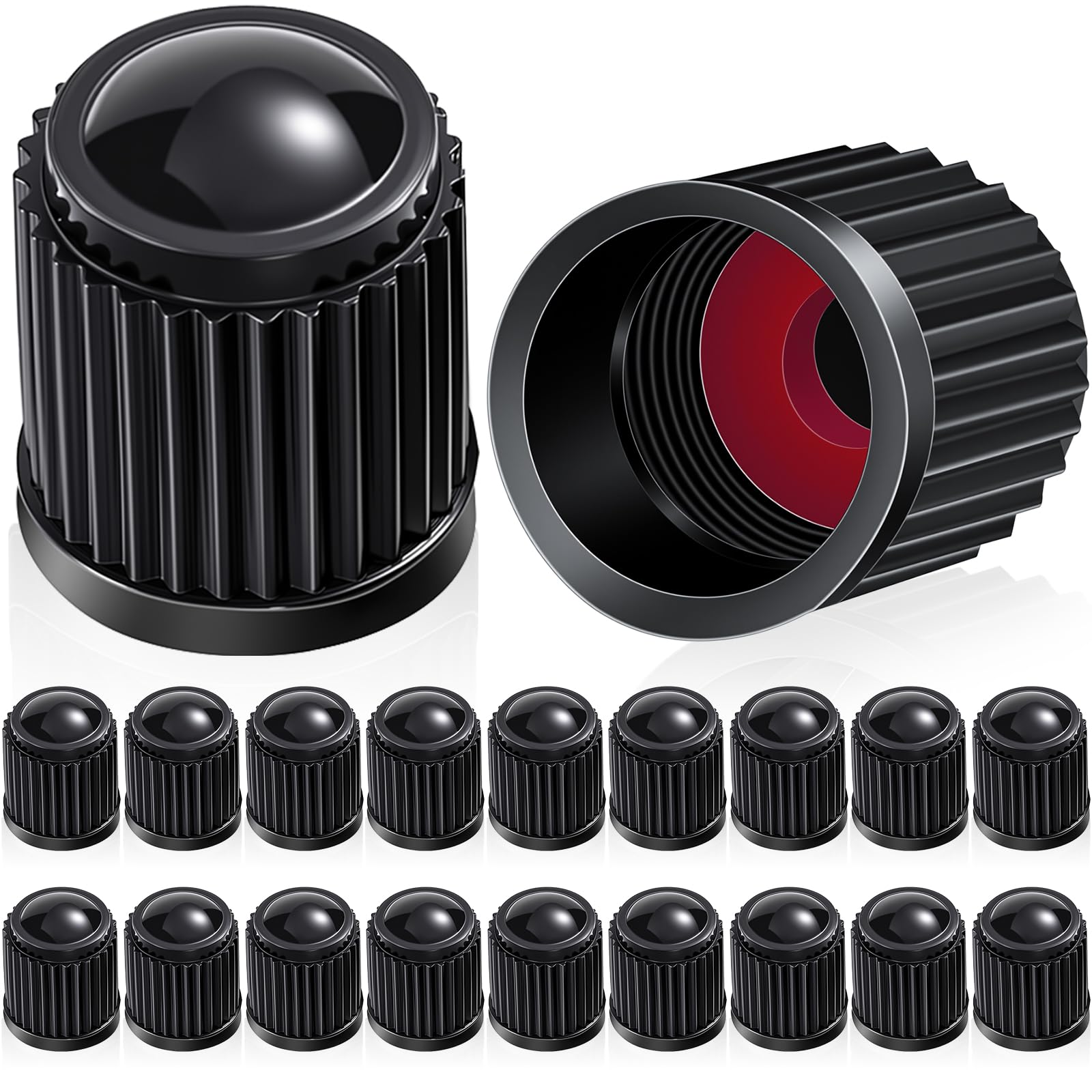 Outus valve caps front-packaging showing 20 black caps offering reliable protection