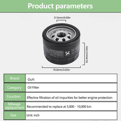 OuYi oil filter side view, compact profile for easy installation.