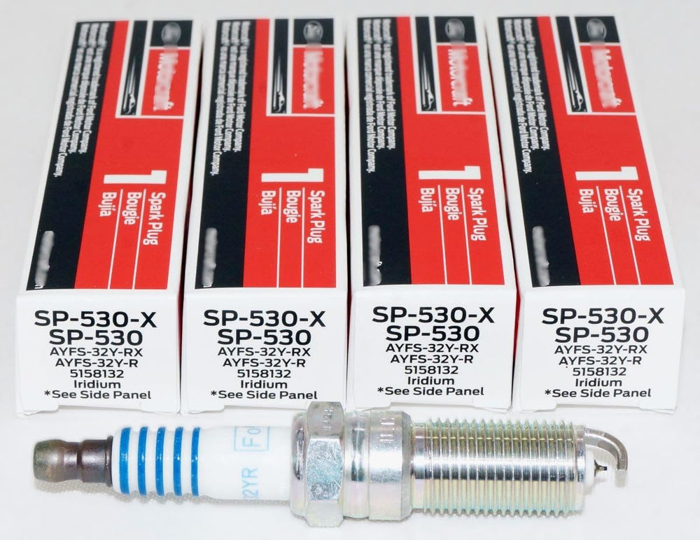 OverstockDirect SP530X iridium spark plugs 4-pack closeup, premium ignition components for smoother starts
