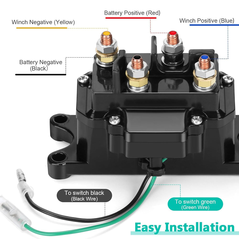 ovsor 12V 250A winch solenoid relay closeup housing highlights robust construction