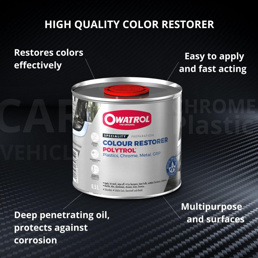 Polytrol applied to car bumper for revived black trim.