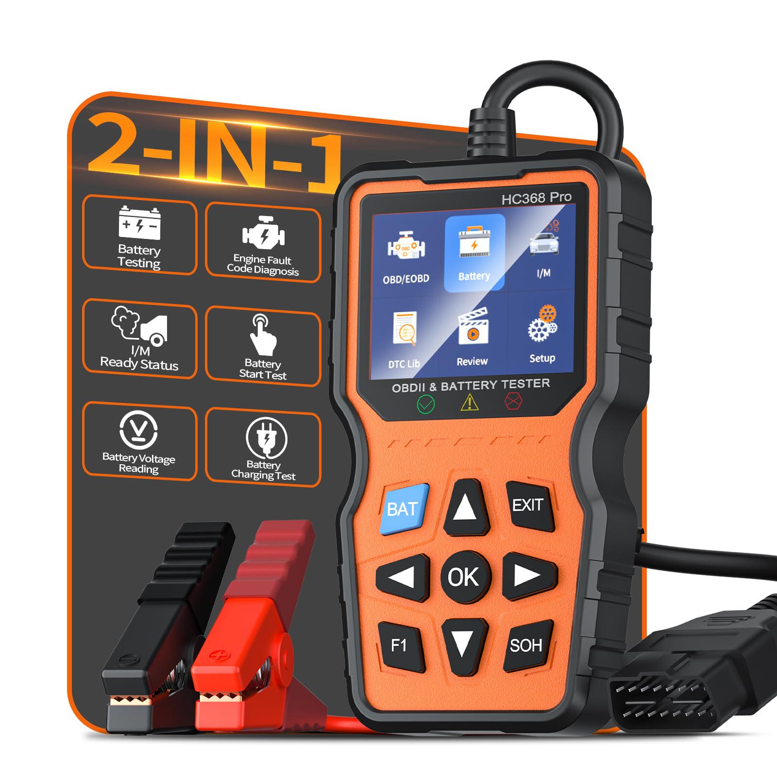 OWMSIC OBD2 Scanner with battery tester in front view, ready for quick vehicle diagnostics.