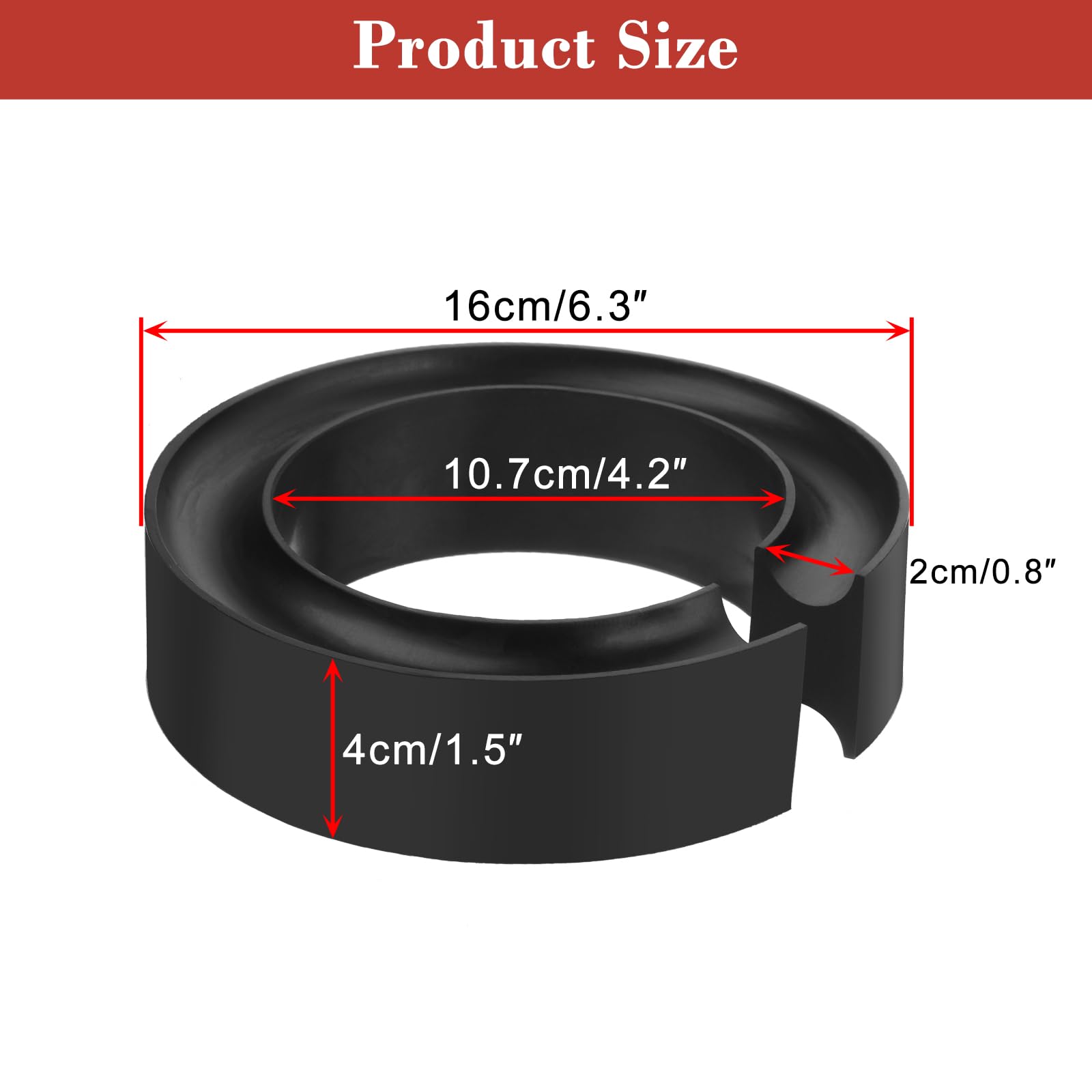 OwnMy spacer inner diameter 4.2 inches fits standard springs.
