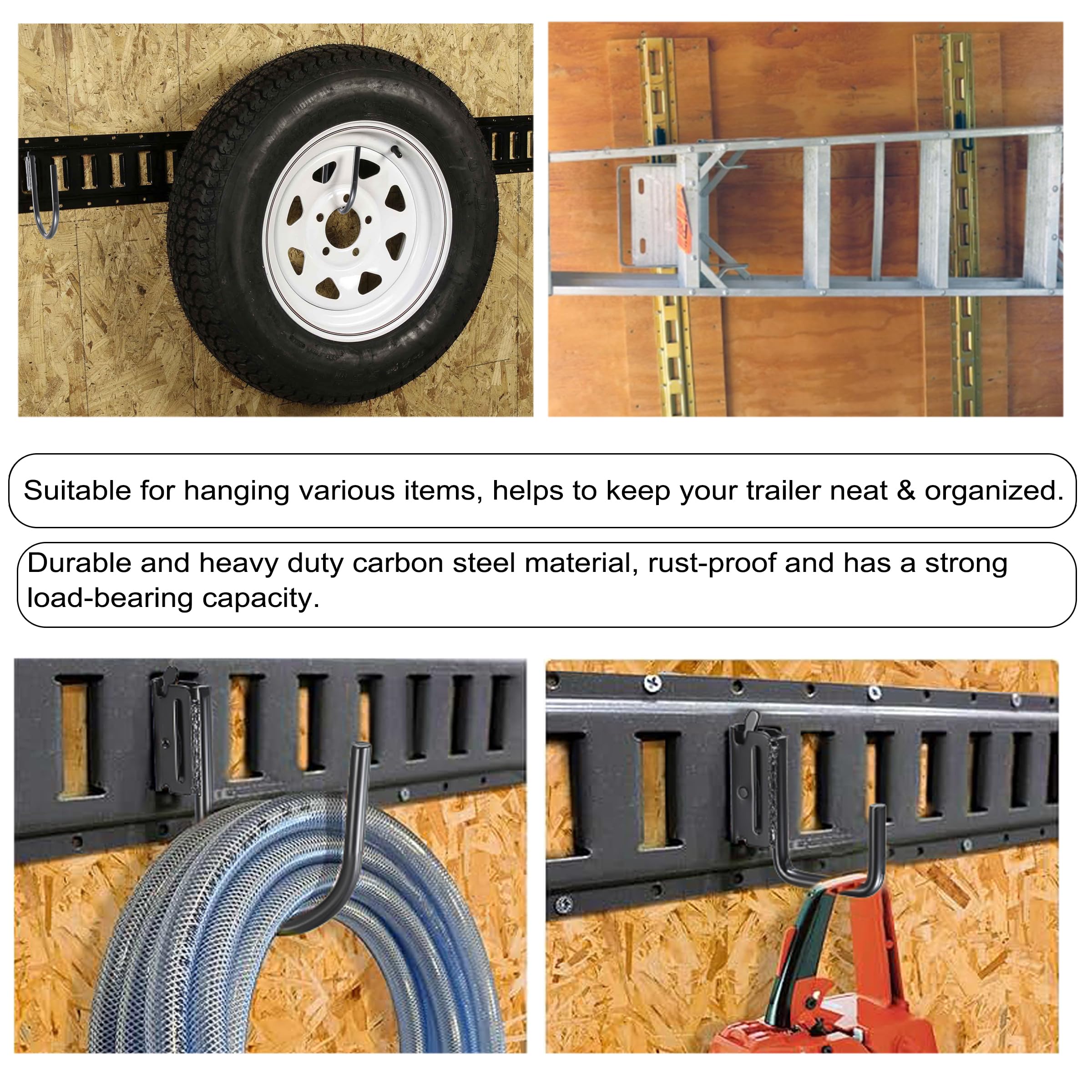 OwnMy E-Track hook compatible with multiple rails for versatile setup.