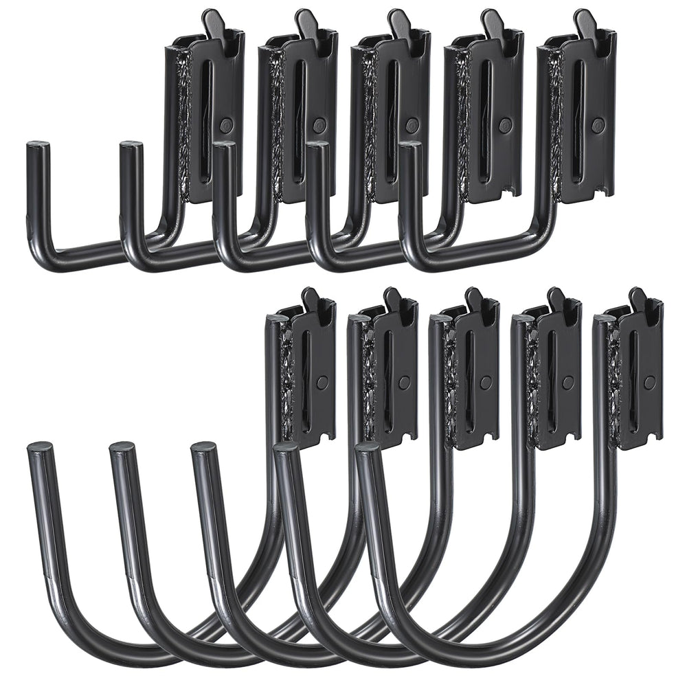 OwnMy 2-inch E-Track J Hook securing items on rail for small-load use.