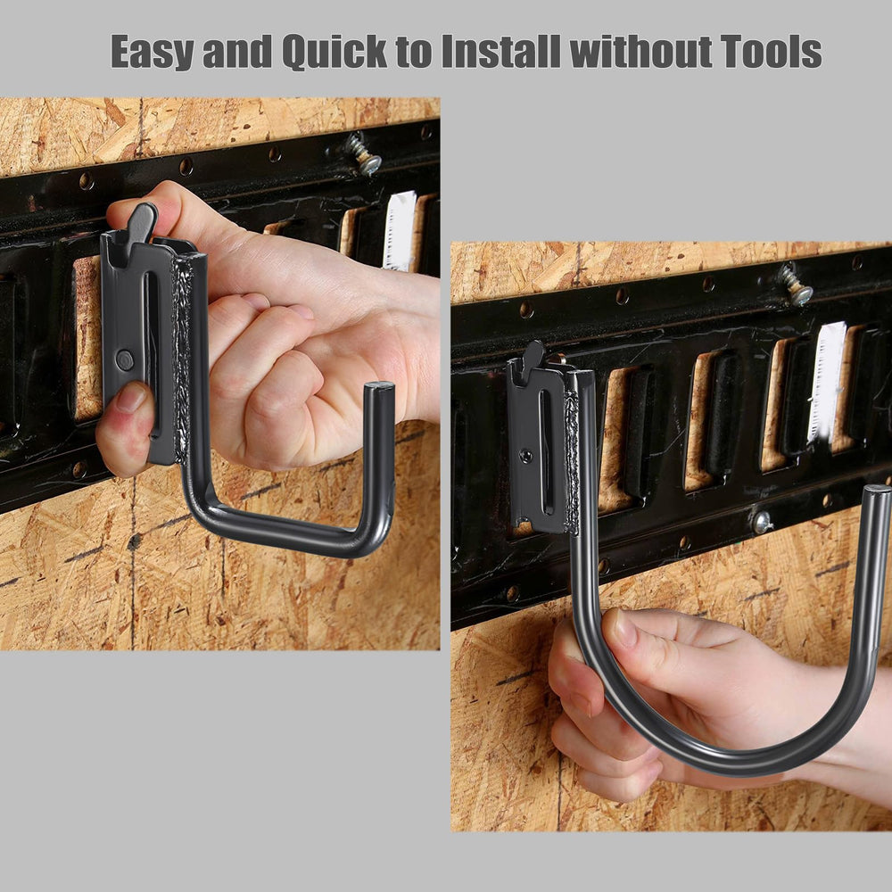 OwnMy 4-inch E-Track J Hook handling heavier items on rail.