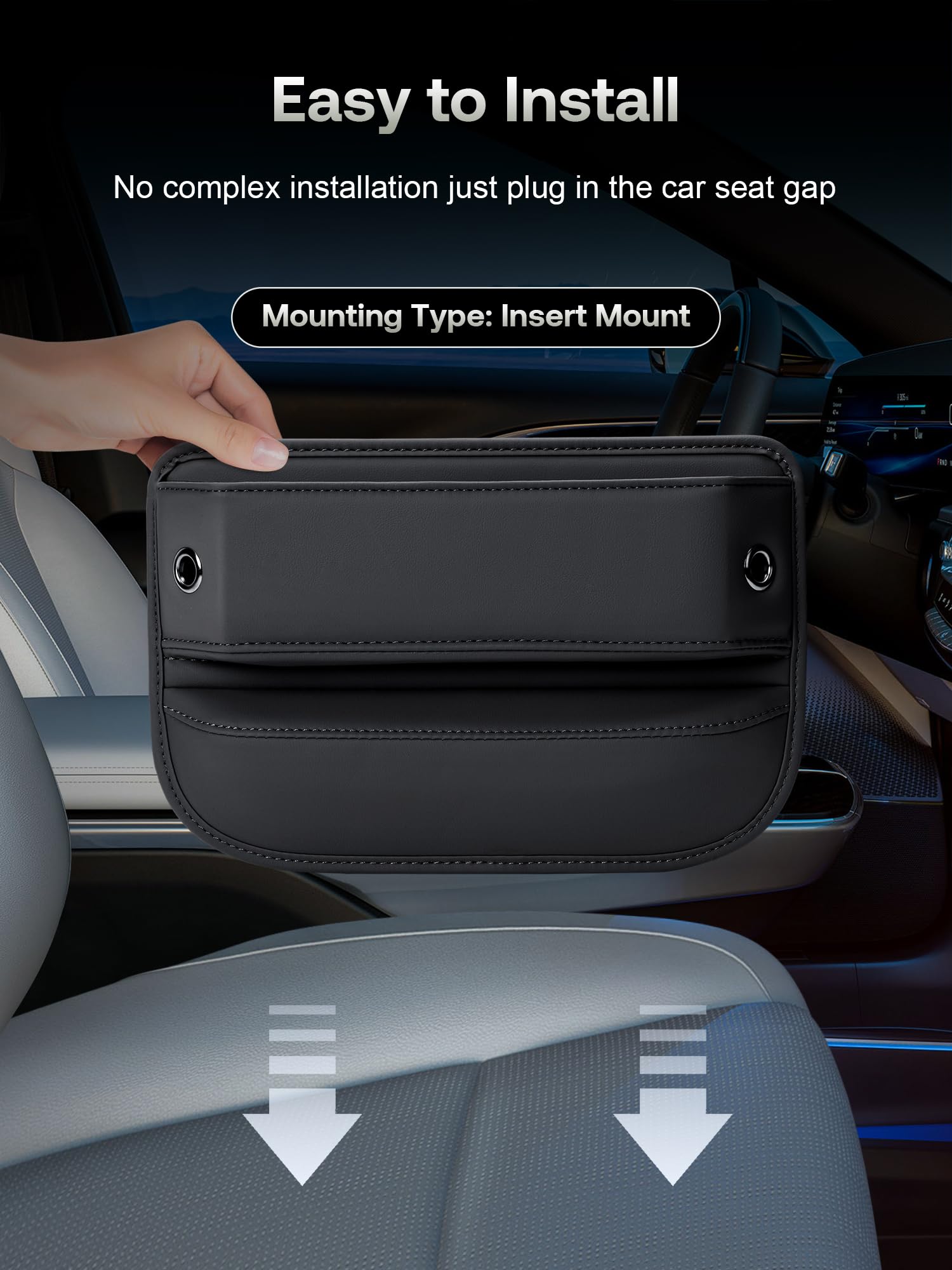 Owntow driver-friendly gap filler keeps belt, cup holders, and space accessible.