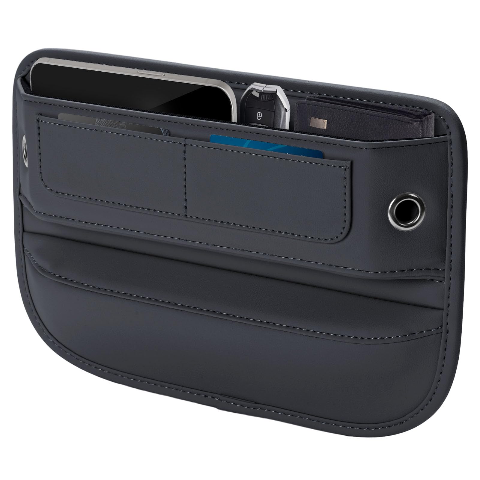 Owntow universal-fit leather gap filler front seat bridges the console gap.