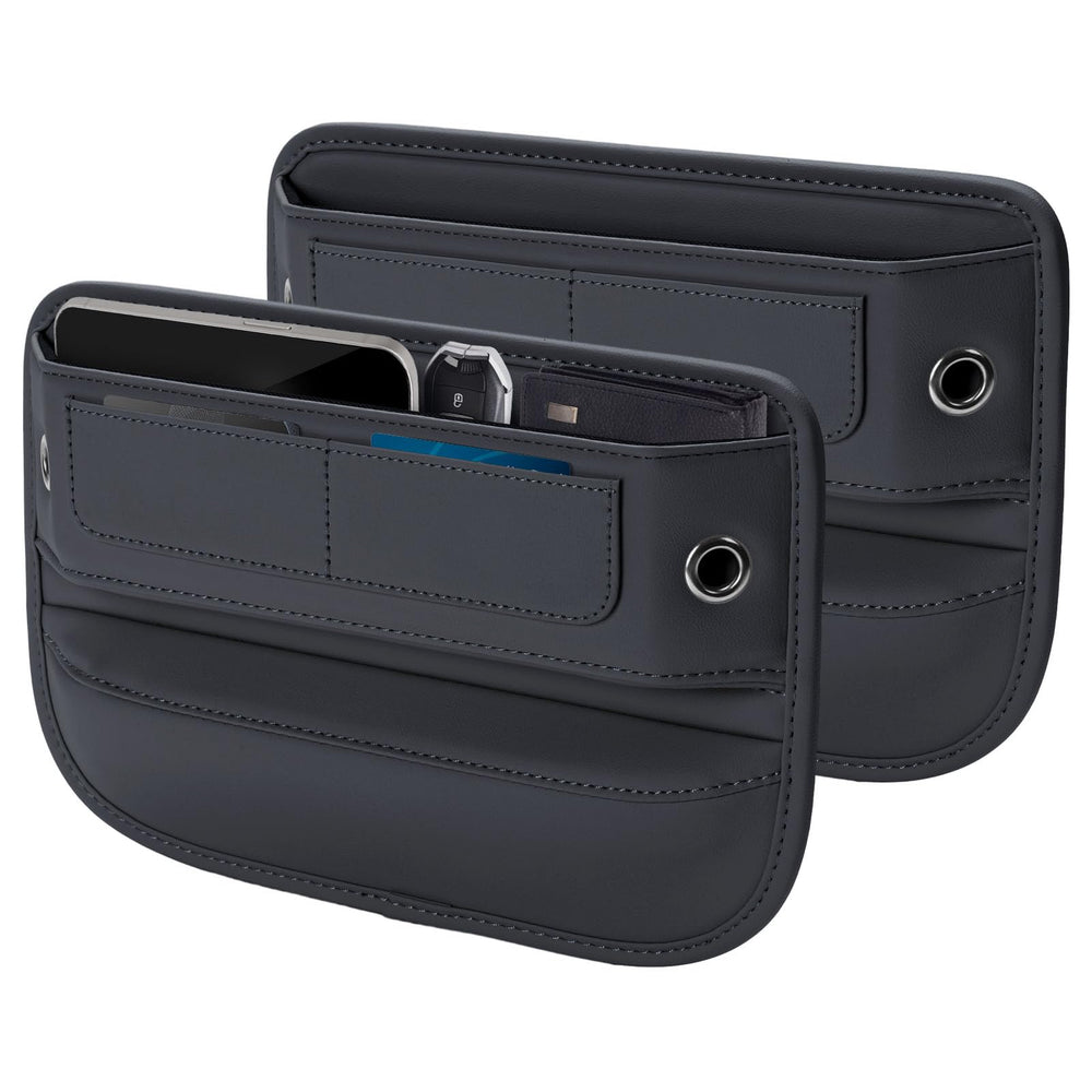 Owntow universal leather gap filler in the front-seat gap for tidy storage.