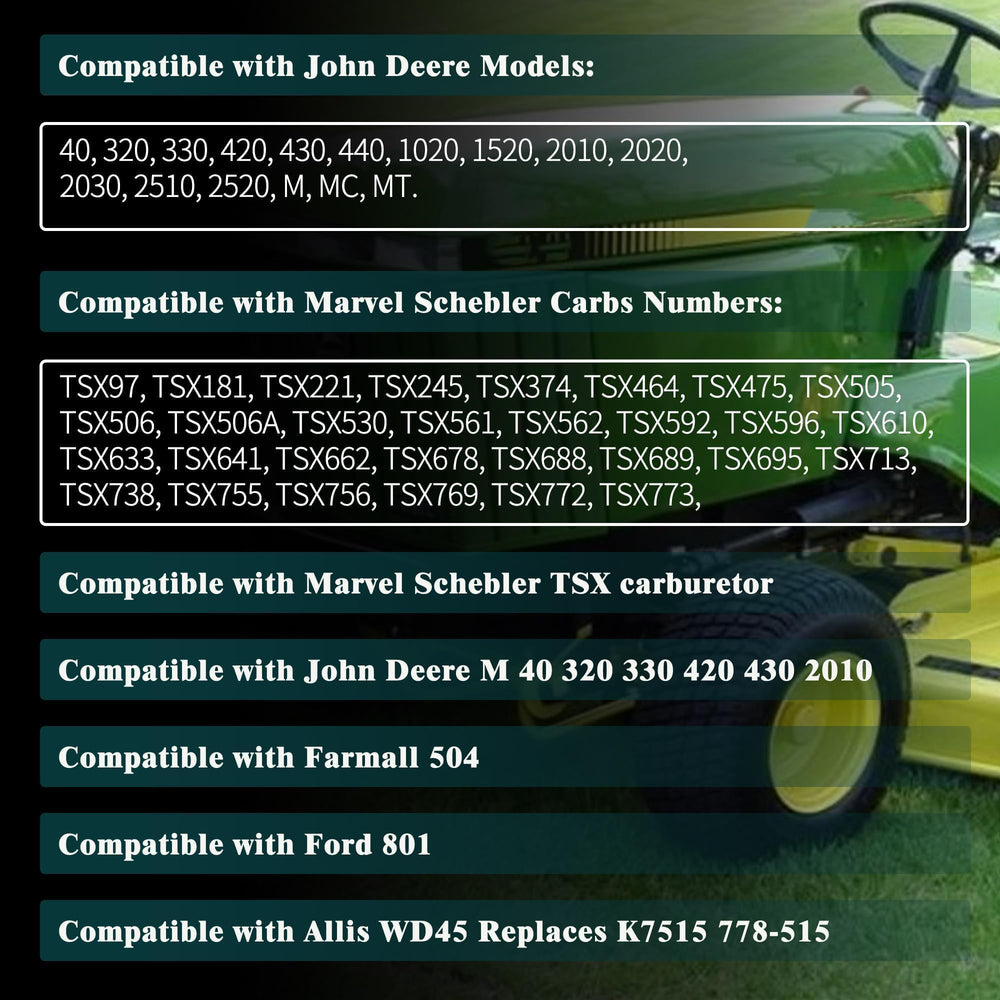 OXCANO K7515 carburetor repair kit tractor compatibility for versatile repairs.