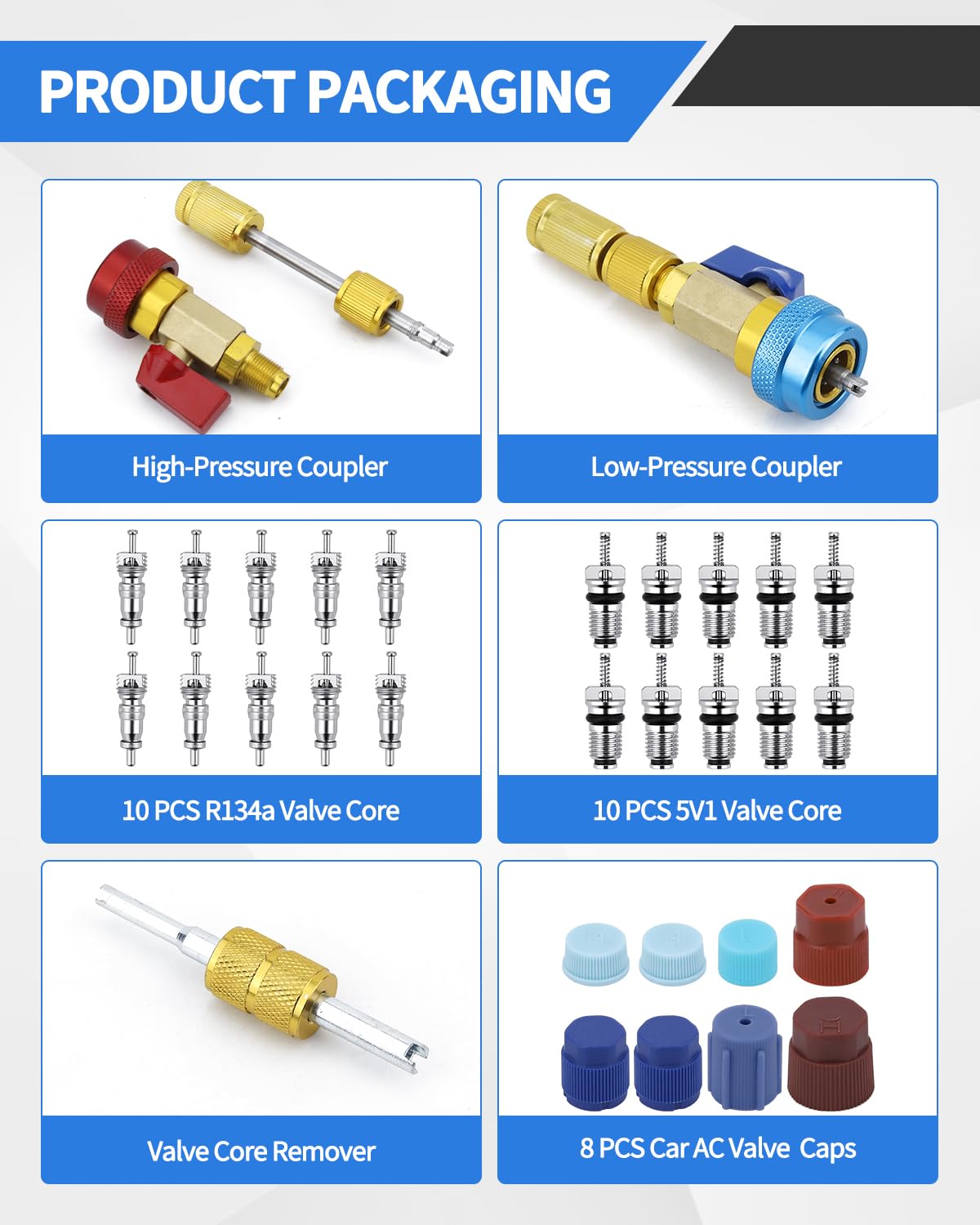 OXDFK r134a valve core quick removal tools with low pressure connector for versatile service.