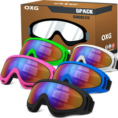 OXG 5-pairs goggles with multicolor frames for versatile family outdoor riding.