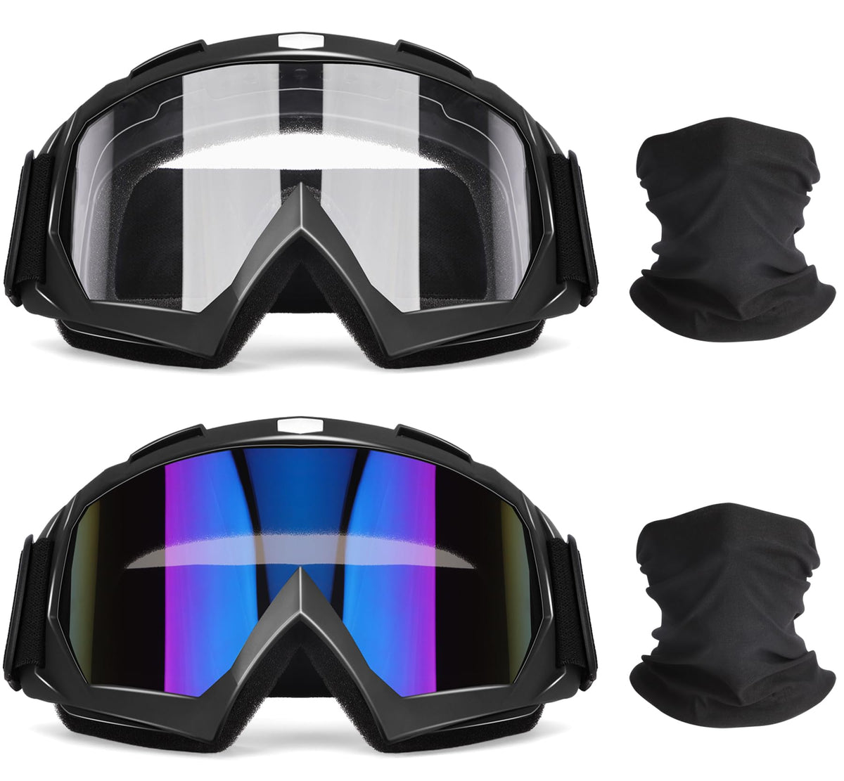 OXG dirt bike goggles with clear lens and black frame for clear vision on dusty trails