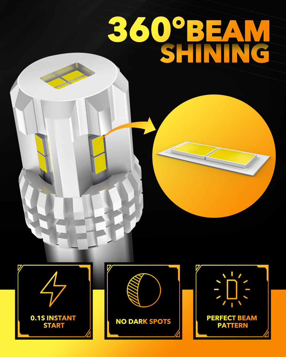 OXILAM 1156 LED bulbs emit 6000K xenon white for crisp night vision.