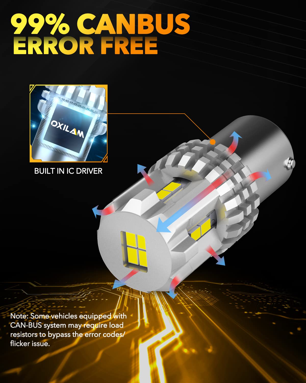 OXILAM 1156 LED bulbs feature instant start with no delay.