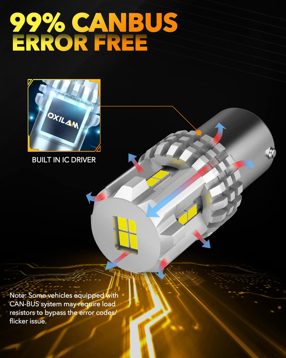 OXILAM 1156 LED bulbs feature instant start with no delay.