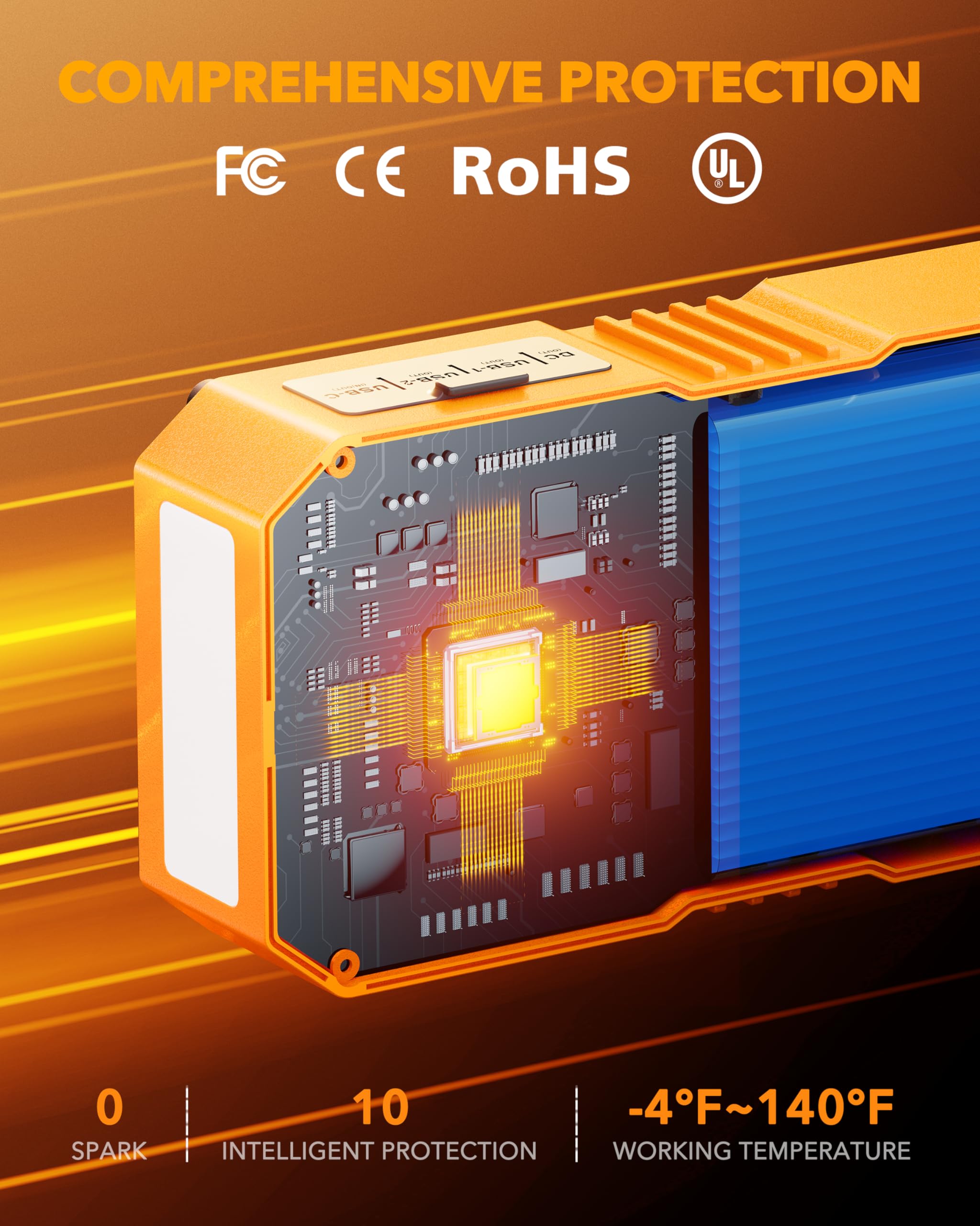 OXILAM 1200-lumen LED light illuminates roadside tasks.