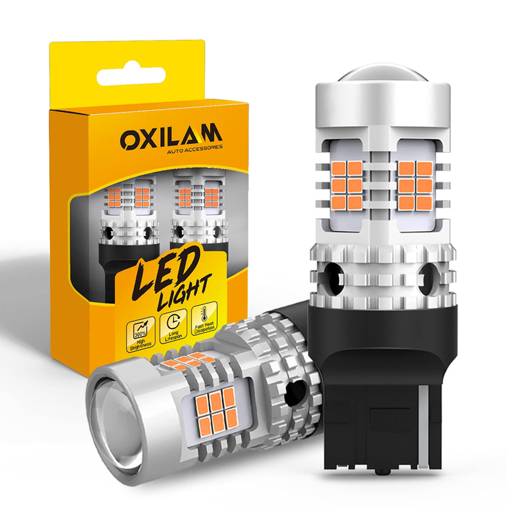 OXILAM 7440 amber LED bulbs pack 2 for bright turn signals.