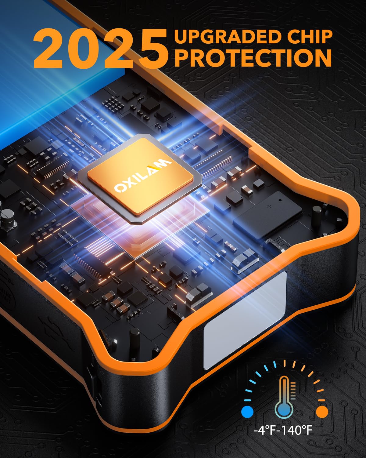 OXILAM 8000A jump starter safety design emphasizes 10 protections for peace of mind