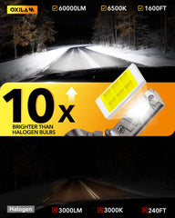 OXILAM 9005 HB3 cool white light (6500K) for bright highway visibility.