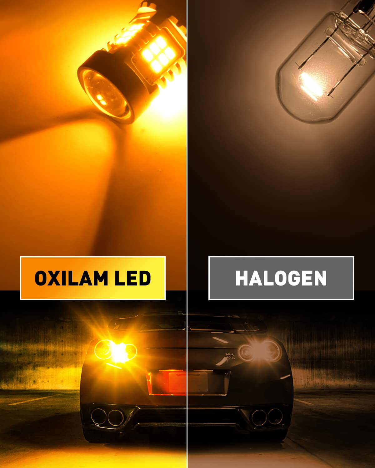 OXILAM amber LED 26 SMD close-up shows high brightness and even illumination.