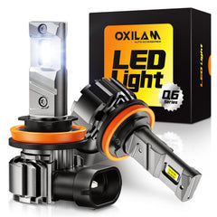 OXILAM H11 fog light front view with 40,000 lumens for fog visibility.
