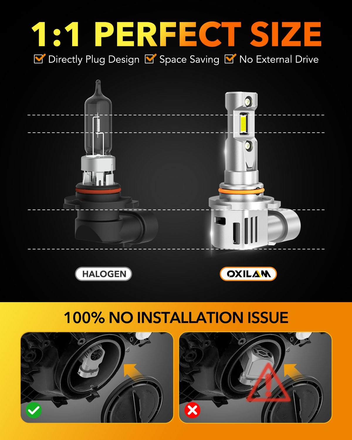 OXILAM H11 LED bulb IP68 waterproof design withstands wet conditions.