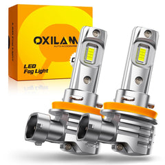 OXILAM H11 LED bulbs front view showing 1:1 fit for easy replacement