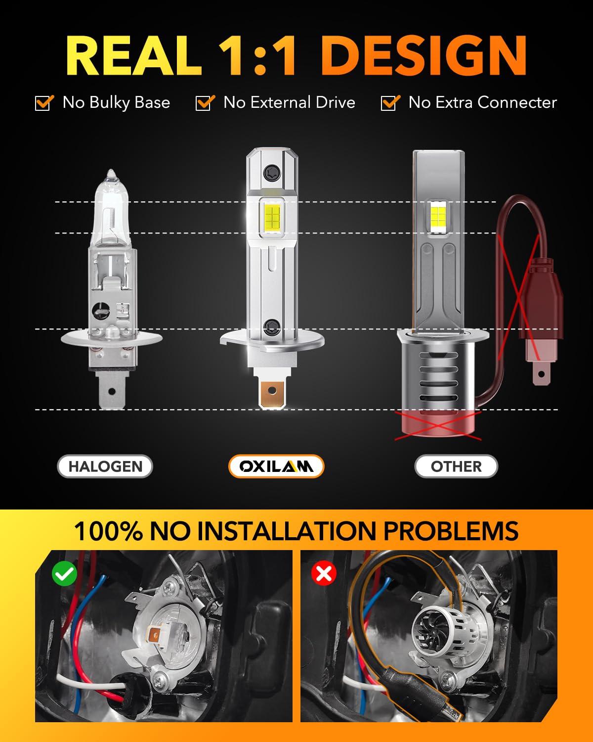 OXILAM H1/H1LL LED bulbs are CANBUS-compatible for smooth vehicle integration.