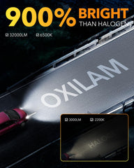 OXILAM H4 LED bulbs 6500K cool white, delivering crisper, clearer road illumination.