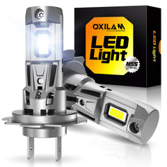 OXILAM H7 LED bulb front view showing compact 1:1 design for easy fit.