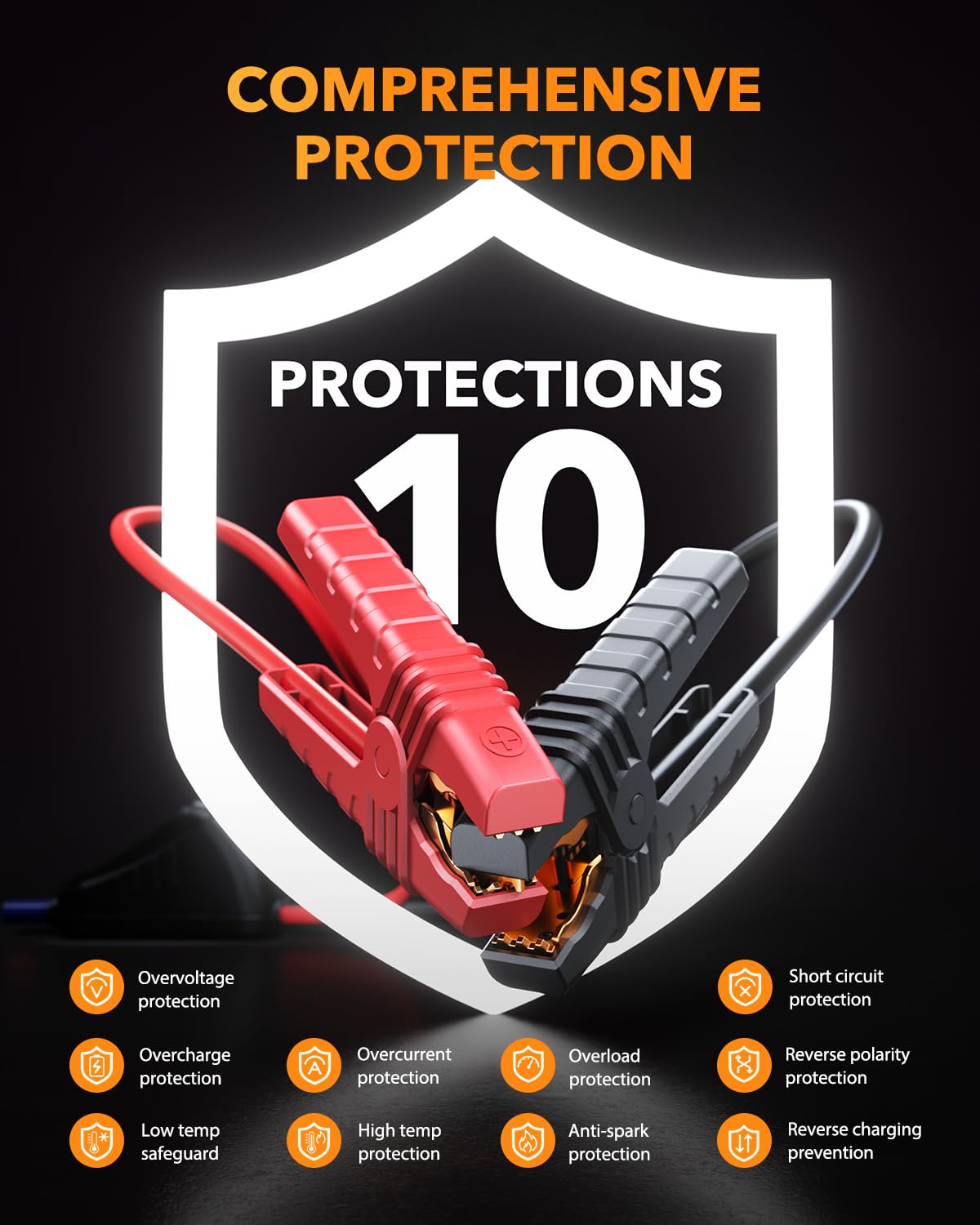 OXILAM Jump Starter 6000A 800-lumen LED light for emergencies