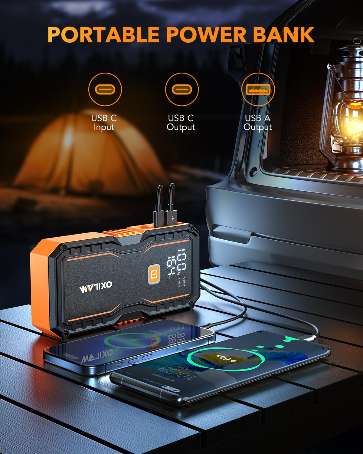 OXILAM Jump Starter 6000A waterproof shell protects indoors and outdoors