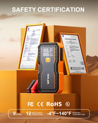 OXILAM jump starter 8 AWG extended cables for higher current.