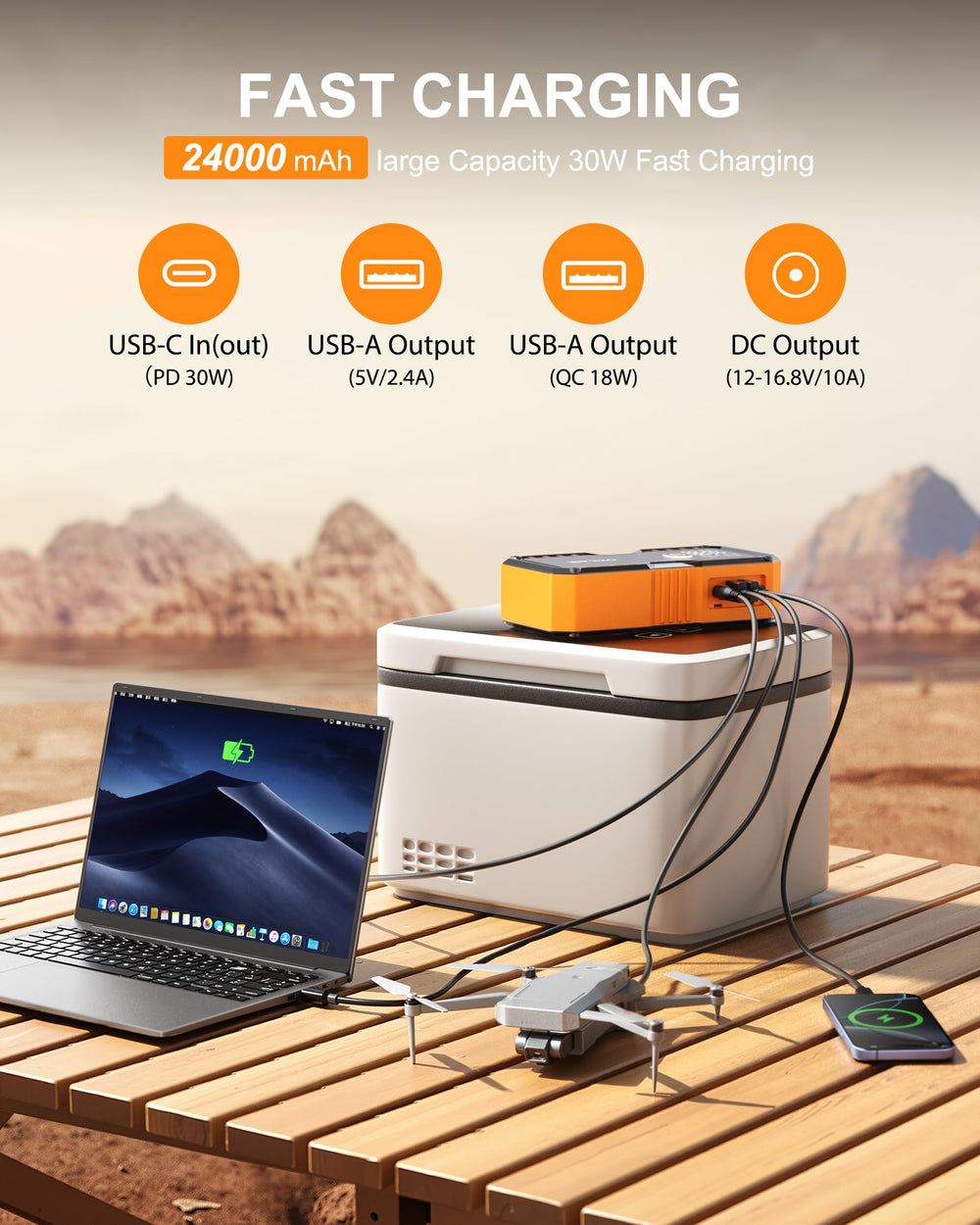 OXILAM jump starter rugged shell with non-slip sides.