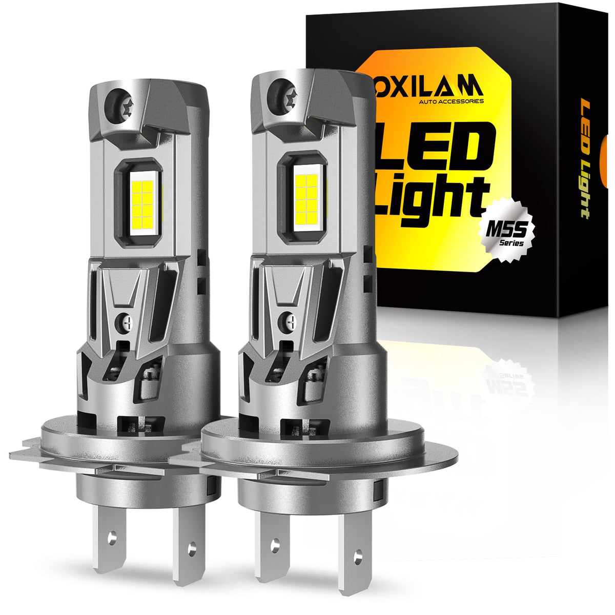 OXILAM M5S H7 bulbs deliver 80k lumens for enhanced night visibility.