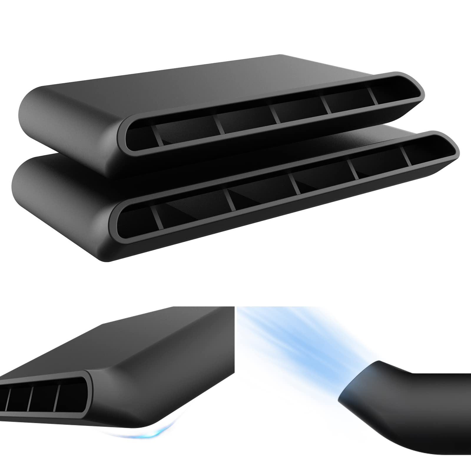 OXILAM vent deflectors on Silverado rear vents directing airflow toward passengers