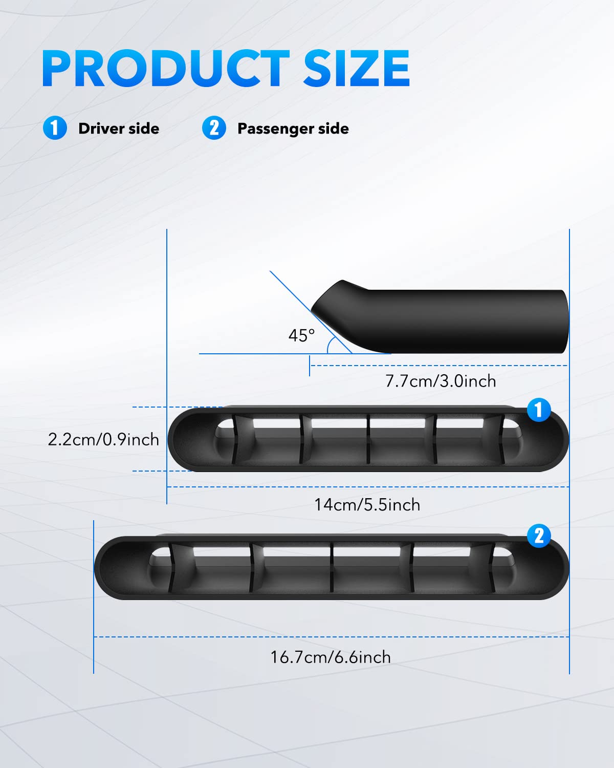 45-degree upward angle vent deflector from OXILAM for rear vents